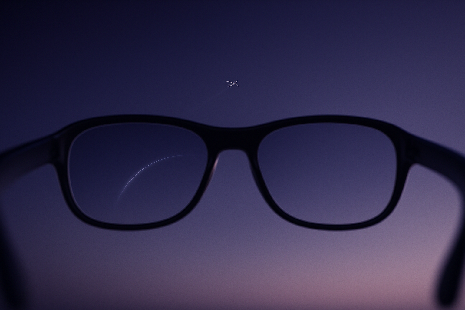 A first-person view through Sovra glasses at the open sky